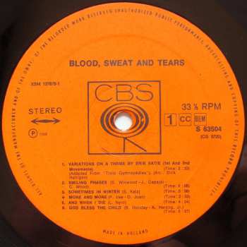 LP Blood, Sweat And Tears: Blood, Sweat And Tears