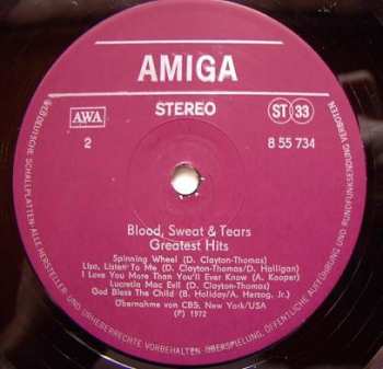 LP Blood, Sweat And Tears: Blood, Sweat & Tears Greatest Hits