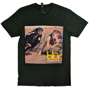 Merch Blur: Blur Unisex T-shirt: Parklife Album (green) (back Print) (small) S