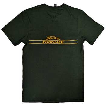 Merch Blur: Blur Unisex T-shirt: Parklife Album (green) (back Print) (small) S