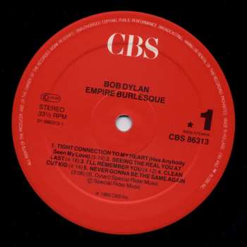 LP Bob Dylan: Empire Burlesque