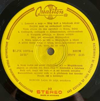 LP Boross Lajos És Zenekara: Songs Of The Puszta