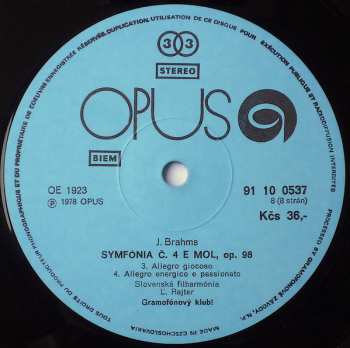 4LP/Zestaw pudełkowy Johannes Brahms: Symfónie · Sinfonien I-IV