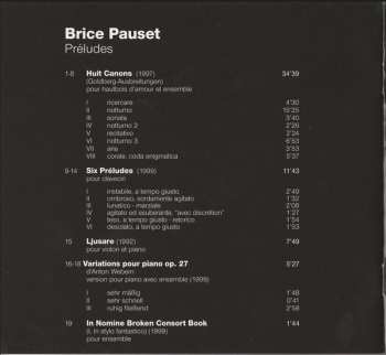 CD Brice Pauset: Préludes