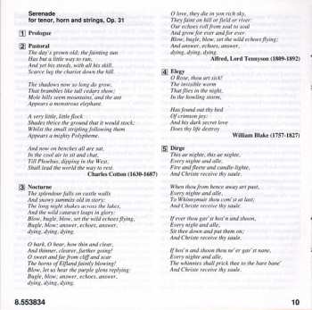 CD Benjamin Britten: Serenade • Les Illuminations • Nocturne