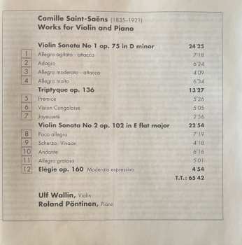 CD Camille Saint-Saëns: Sonatas For Violin & Piano; Triptyque; Elégie