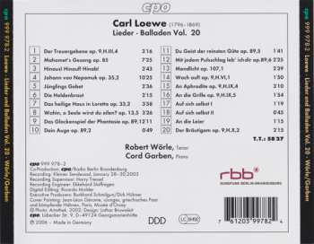 CD Carl Loewe: Lieder & Balladen - Complete Edition Vol. 20