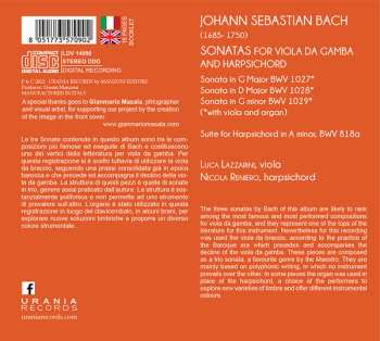 CD Carl Philipp Emanuel Bach: Sonatas For Viola Da Gamba & Harpsichord  