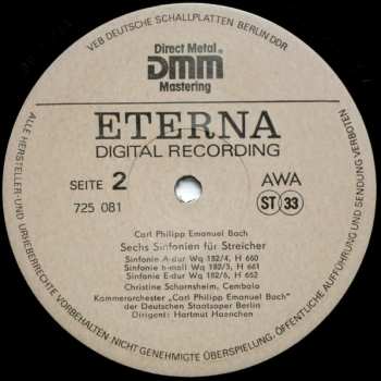 LP Carl Philipp Emanuel Bach: Streichersinfonien Wq 182 Nr.1-6