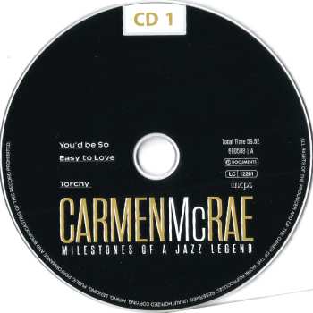 CD/Zestaw pudełkowy Carmen McRae: Milestones Of A Jazz Legend