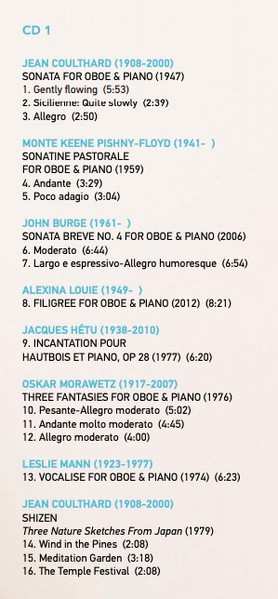 2CD Charles Hamann: Canadian Works For Oboe & Piano