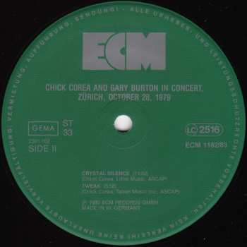 CD Gary Burton / Chick Corea: In Concert Zurich October 28 1979