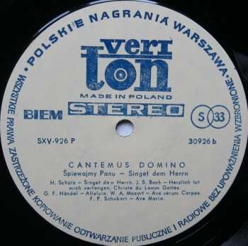 LP Chór Kościoła Najświętszego Zbawiciela W Zielonej Górze: Cantemus Domino 