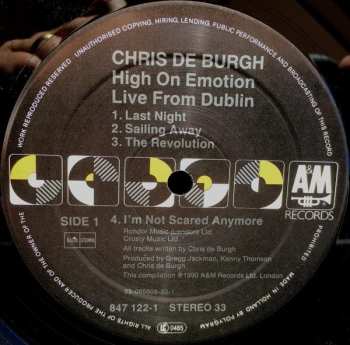 2LP Chris de Burgh: High On Emotion: Live From Dublin!