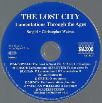 CD Christopher Watson: The Lost City - Lamentations Through The Ages