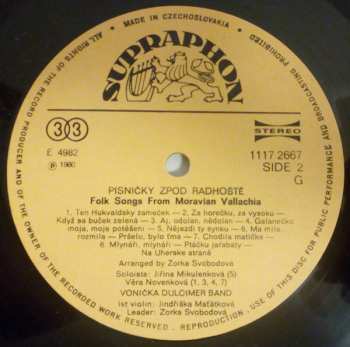 LP Cimbálová Muzika Vonička: Písničky Zpod Radhoště = Folk Songs From Moravian Vallachia