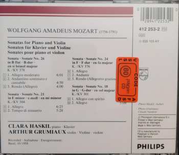 CD Clara Haskil: 4 Sonaten Für Klavier Und Violine KV 301/304/376 & 378 = 4 Sonatas For Piano And Violin