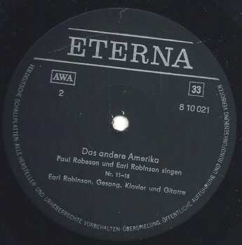 LP Paul Robeson: Das Andere Amerika (Paul Robeson Und Earl Robinson Singen)