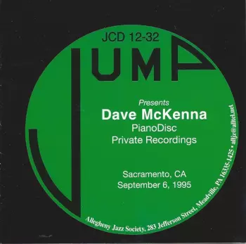Dave McKenna: Jump Presents Dave McKenna PianoDisc Private Recordings