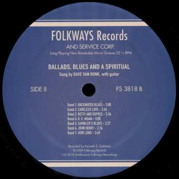 LP Dave Van Ronk: Dave Van Ronk Sings Ballads, Blues & A Spiritual 