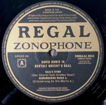 SP David Bowie: David Bowie In Bertolt Brecht's Baal LTD