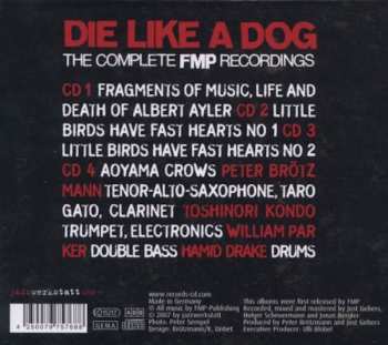 4CD/Zestaw pudełkowy Die Like A Dog Quartet: The Complete FMP Recordings