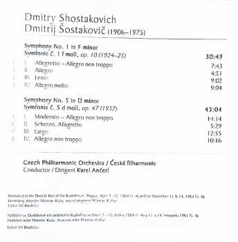 CD The Czech Philharmonic Orchestra: Symphony Nos. 1 & 5