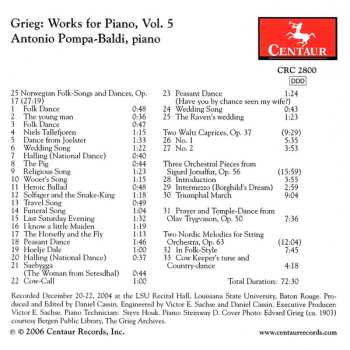 CD Edvard Grieg: Grieg: Works For Piano, Vol. 5
