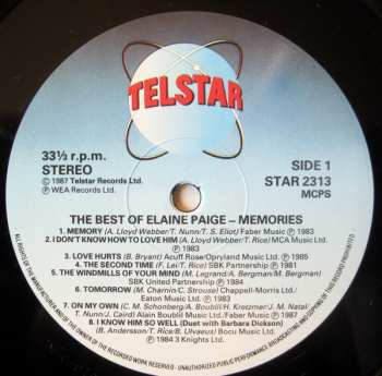 LP Elaine Paige: The Best Of Elaine Paige - Memories