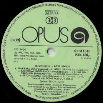 LP Elton John: Love Songs