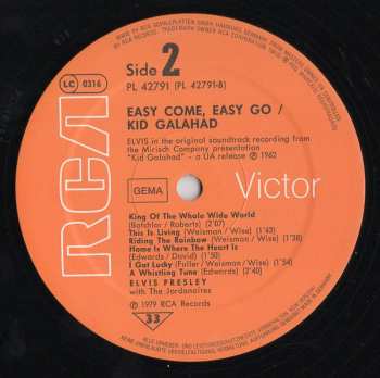 LP Elvis Presley: Easy Come, Easy Go / Kid Galahad