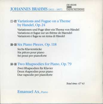 CD Johannes Brahms: Handel Variations