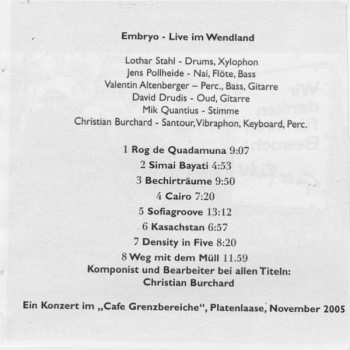 CD Embryo: Live Im Wendland