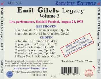 CD Emil Gilels: Legacy Vol. 3 - Live Performance, Helsinki Festival, August 24, 1975
