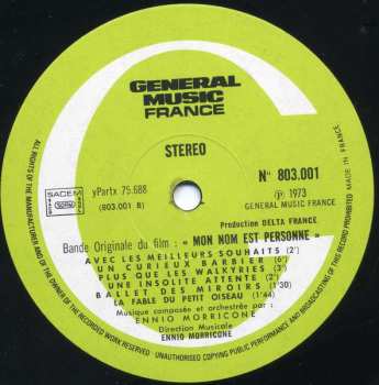 LP Ennio Morricone: Mon Nom Est Personne (Bande Originale Du Film)