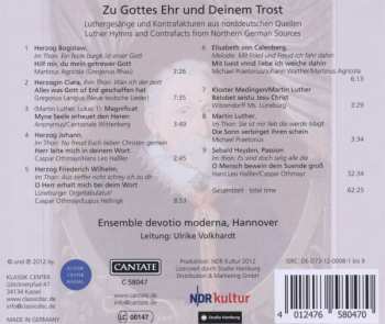 CD Ensemble Devotio Moderna: Zu Gottes Ehr Und Deinem Trost - Luther Hymns And Contrafacts From Northern German Sources 