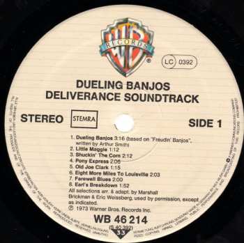 LP Eric Weissberg: Dueling Banjos From The Original Motion Picture Soundtrack Deliverance And Additional Music