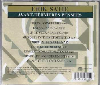 CD Erik Satie: Avant-Dernieres Pensees (Selected Piano Works (Vol. 1))