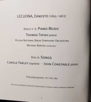 6CD/Zestaw pudełkowy Ernesto Lecuona: Ernesto Lecuona-The Piano Music-Selected Songs
