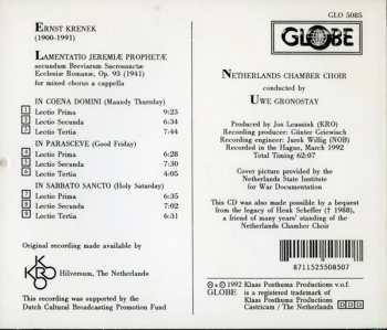 CD Ernst Krenek: Lamentatio Jeremiae Prophatae