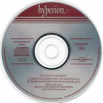 CD Alun Francis: Piano Concerto No 1 In B Minor (First Recording) / Piano Concerto No 2 In E Major