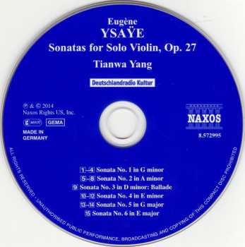 CD Tianwa Yang: Sonatas For Solo Violin Op. 27