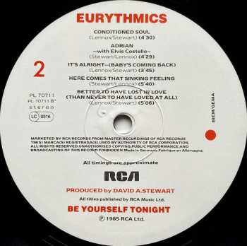 LP Eurythmics: Be Yourself Tonight