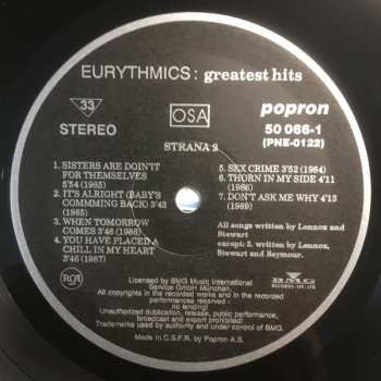 LP Eurythmics: Greatest Hits