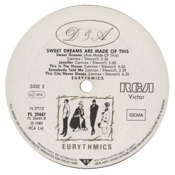 LP Eurythmics: Sweet Dreams Are Made Of This