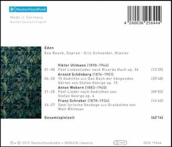 CD Eric Schneider: Eden: Lieder von Ullmann, Schönberg, Webern und Schreker