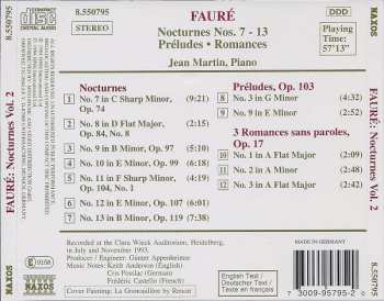 CD Gabriel Fauré: Nocturnes Nos. 7 - 13 / Préludes, Op. 103, Nos. 3 And 9 / 3 Romances Sans Paroles, Op. 17