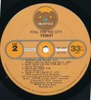 LP Foghat: Fool For The City
