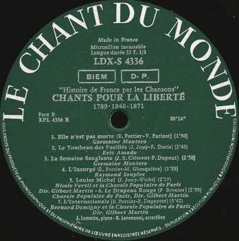 LP France Vernillat: Chants Pour la Liberté (1789 • 1848 • 1871)