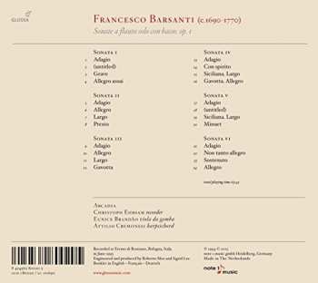 CD Arcadia: Sonate A Flauto Solo Con Basso Op.I, 1724